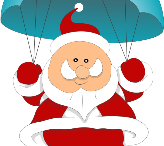 Skydiving Clipart Santa - Santa Parachuting (640x480), Png Download
