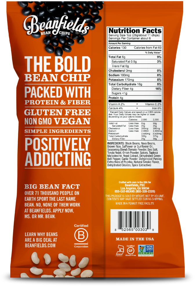 Pico De Gallo Bean Chips - Beanfields Nacho Chips Nutrition (1024x1024), Png Download
