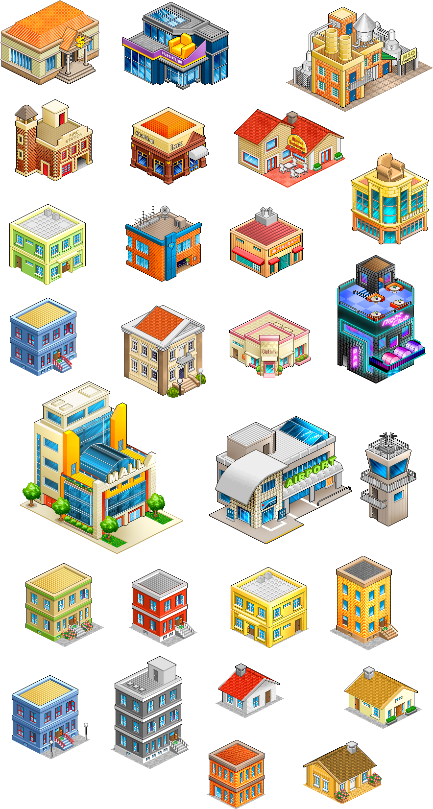 Pixel Buildings Isometric Map, Isometric Drawing, Isometric - Buildings (883x1695), Png Download