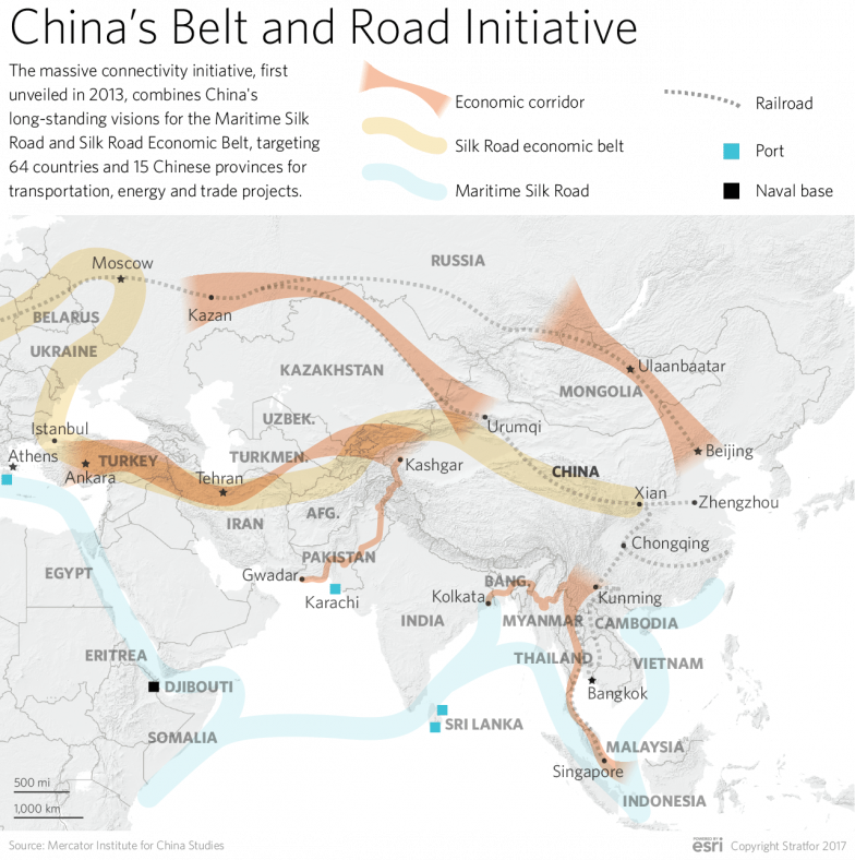 Trump Administration's Strategy, The United States - Stratfor Belt And Road (784x788), Png Download