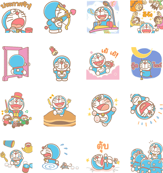 【泰文版】doraemon Pop Up Stickers Line 動態貼圖【hot 】 就是愛line - 可愛 的 多 啦 A 夢 (562x600), Png Download