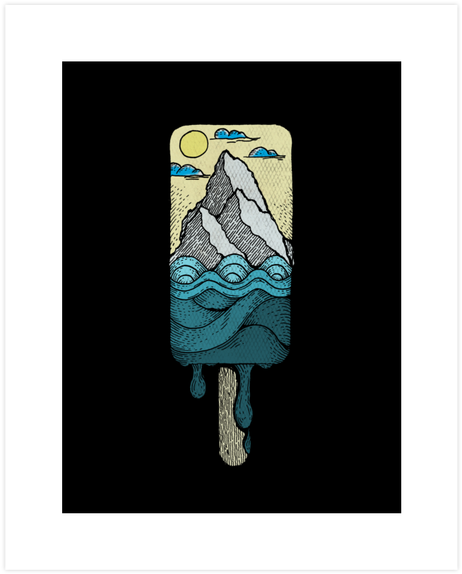 Ice Mountain Melt Art Print - Cartoon (740x900), Png Download