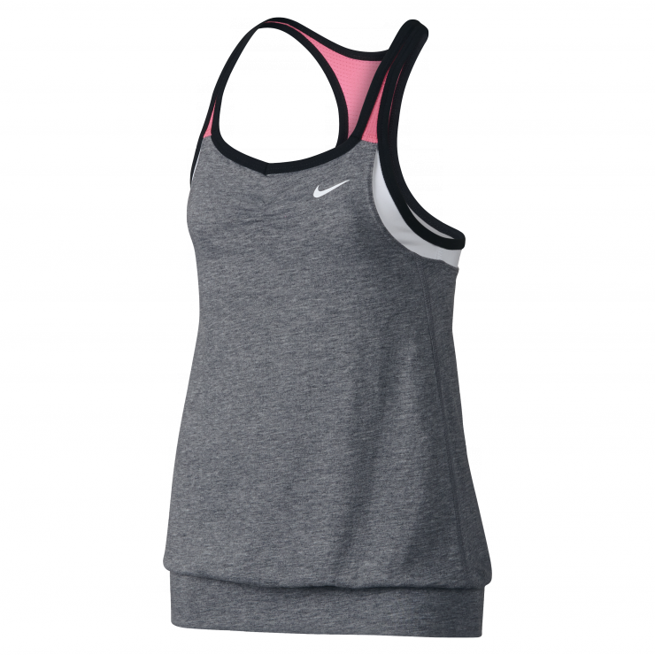 Grey, Pink, Black And White With White Tick // Dri - Active Tank (740x740), Png Download